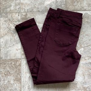 High Waist Burgundy Skinny Jeans
